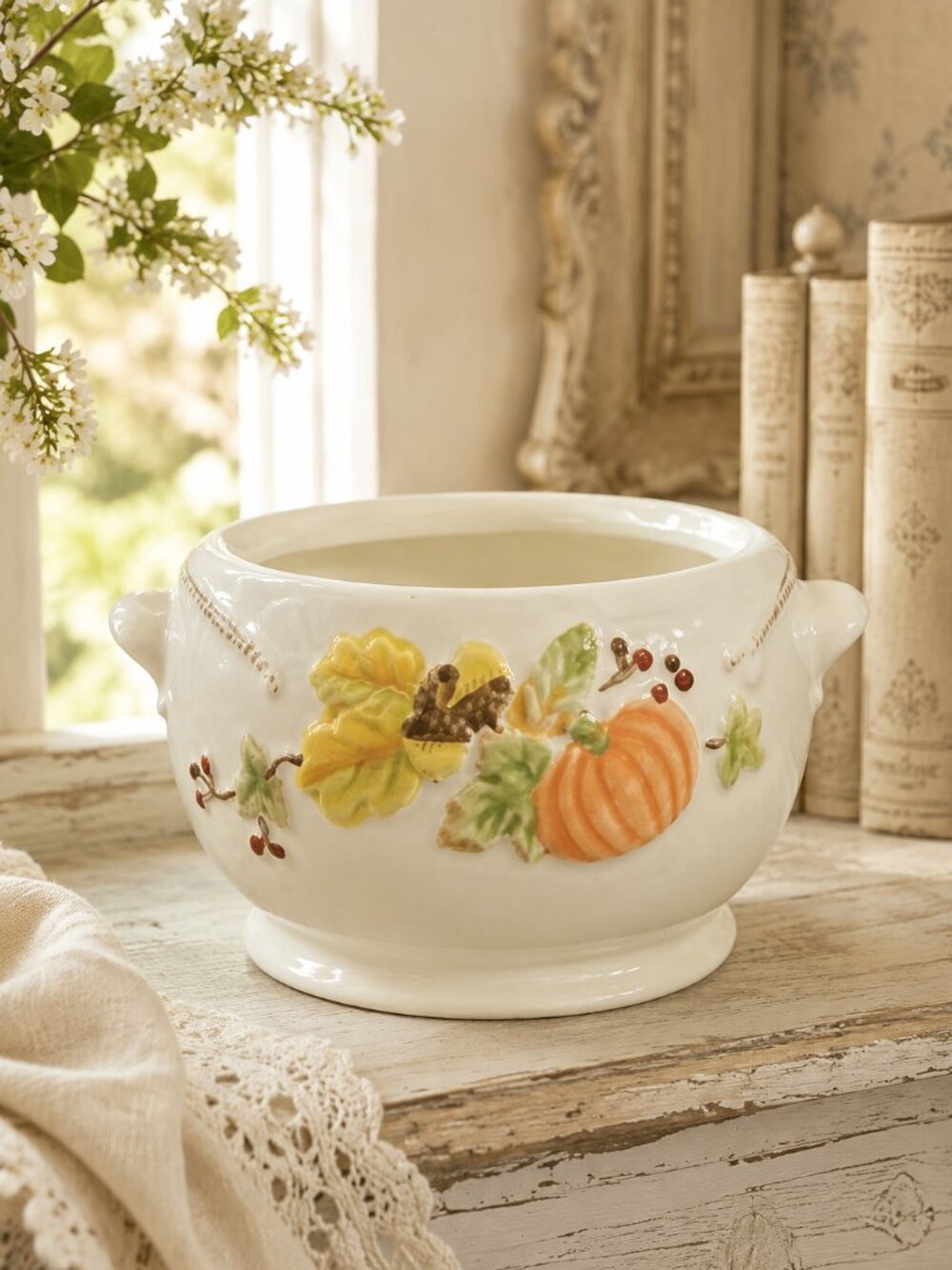 Vintage Pfaltzgraff Plymouth Collection Raised Autumn Harvest Motif Stoneware